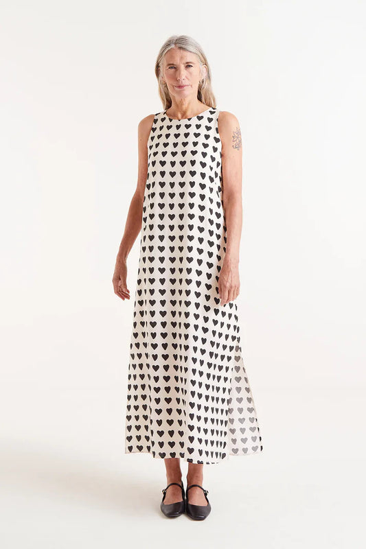 ABITO LUNGO STAMPA CUORI NERI COMPANIA FANTASTICA