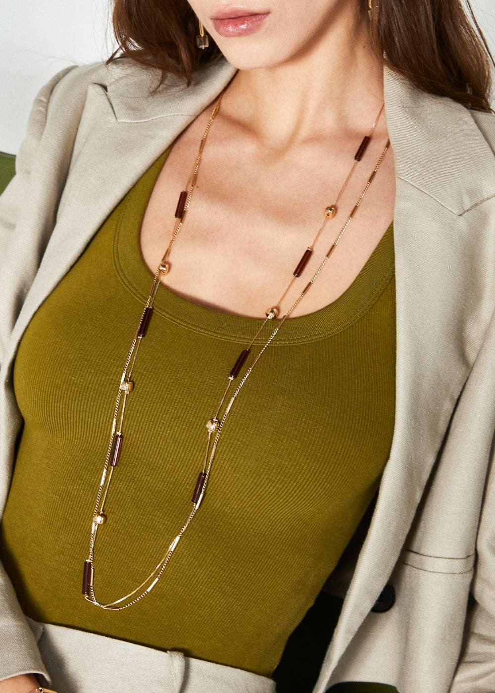 COLLANA MARIA LUNGA ORO+RESINA VINO NALÌ