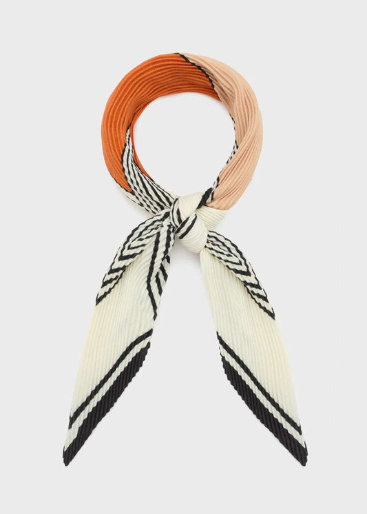 FOULARD AMPIO GEOMETRIC PLISSE BIANCO/ARANCIO NALÍ