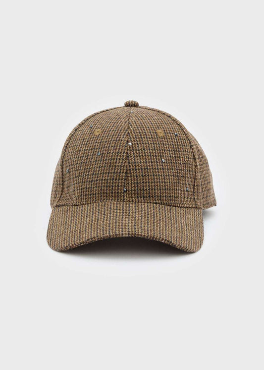 CAPPELLO HALO CON PIETRE CHECK MARRONE NALÍ