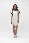 ABITO T-SHIRT BICOLORE CON BOTTONI ORO WHITE WISE