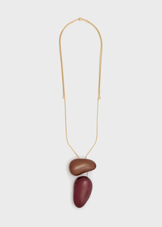 COLLANA BEAN LUNGA PENDENTE RESINA BORDEAUX NALÍ