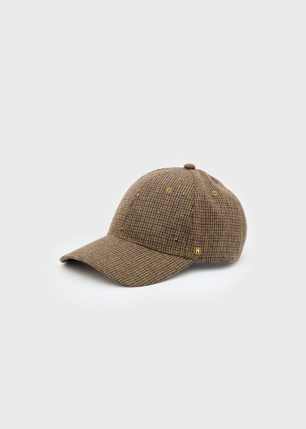 CAPPELLO HALO CON PIETRE CHECK MARRONE NALÍ