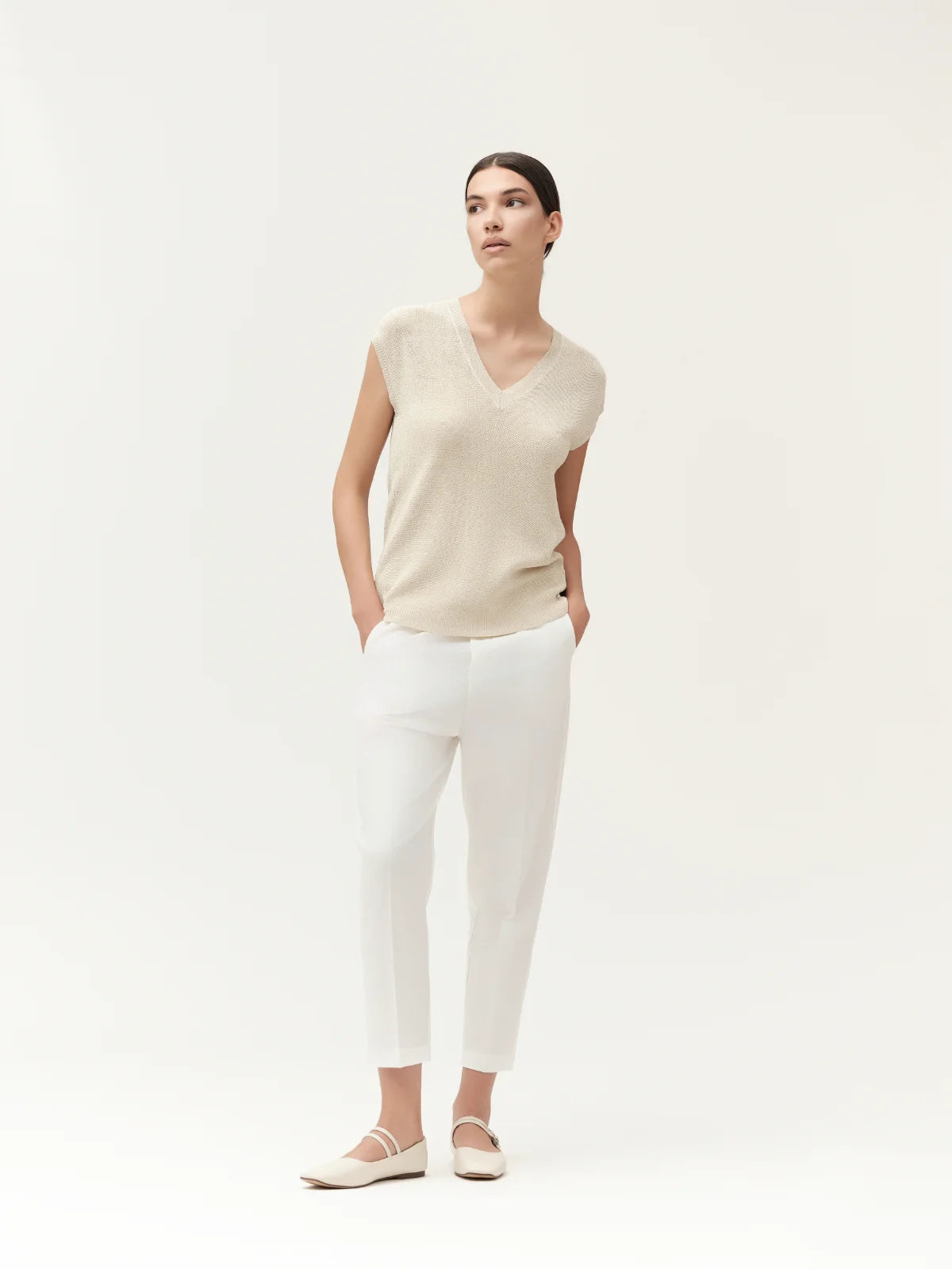 MAGLIA GILET LUREX WHITE WISE