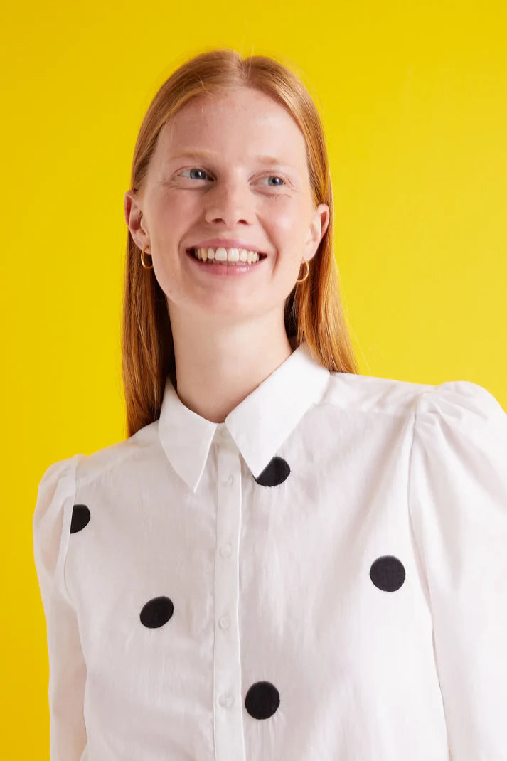 CAMICIA MANICA CORTA FANTASIA POIS NERI COMPANIA FANTASTICA