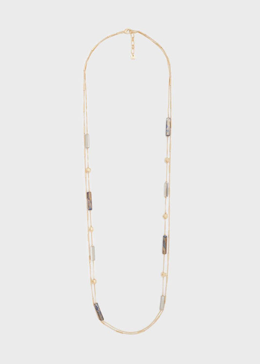 COLLANA MARIA LUNGA ORO+RESINA GRIGIO NALÌ