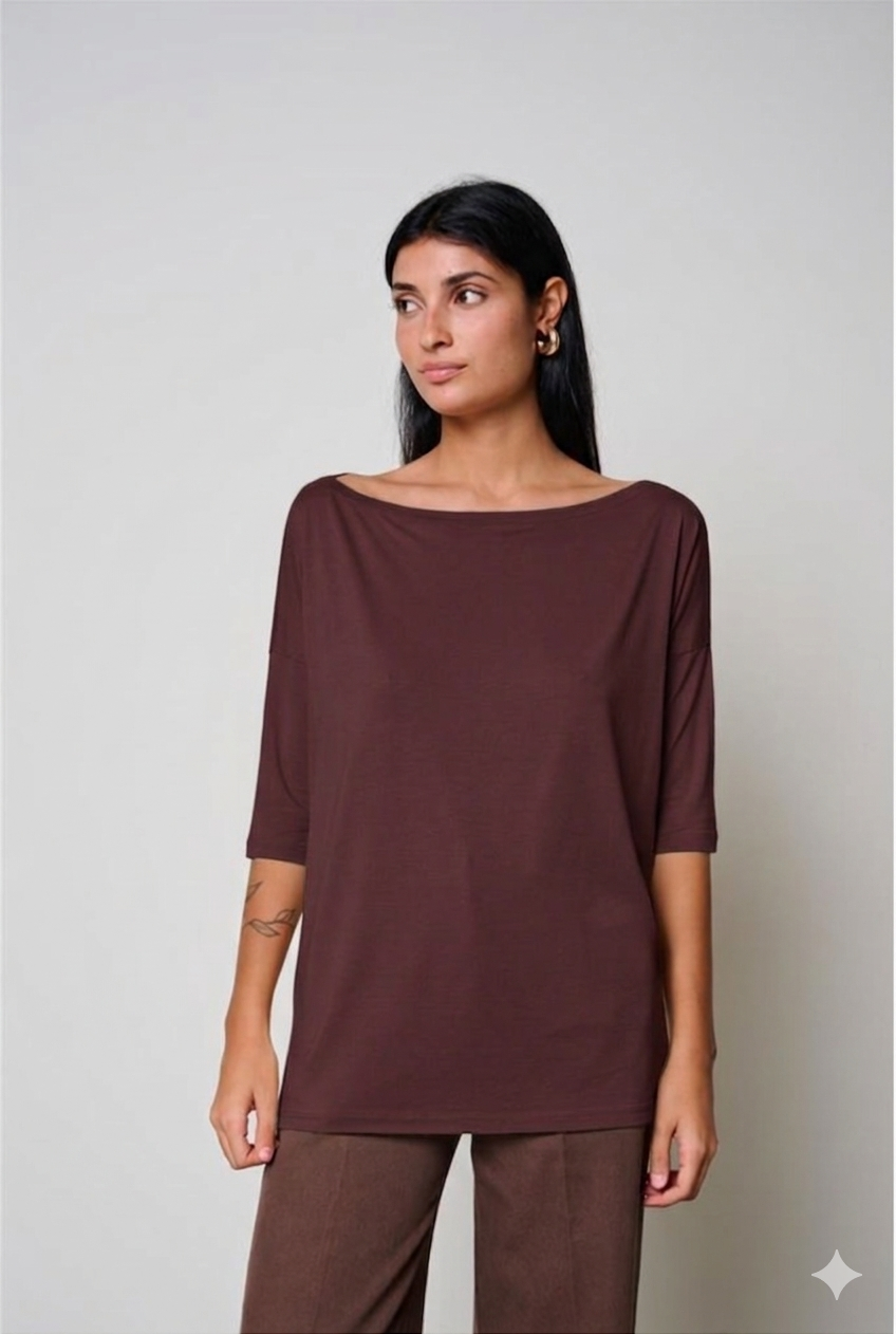 T-SHIRT MANICA 3/4 CIOCCOLATO KAOS DAY BY DAY