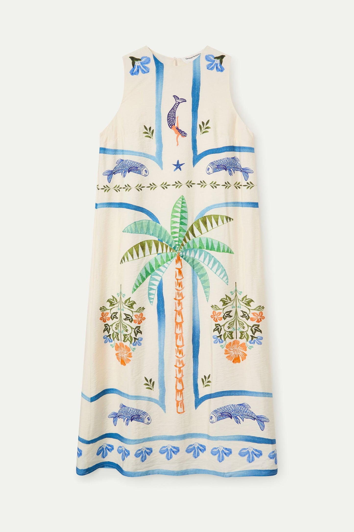 Abito lungo con stampa Palm & Mermaid COMPANIA FANTASTICA