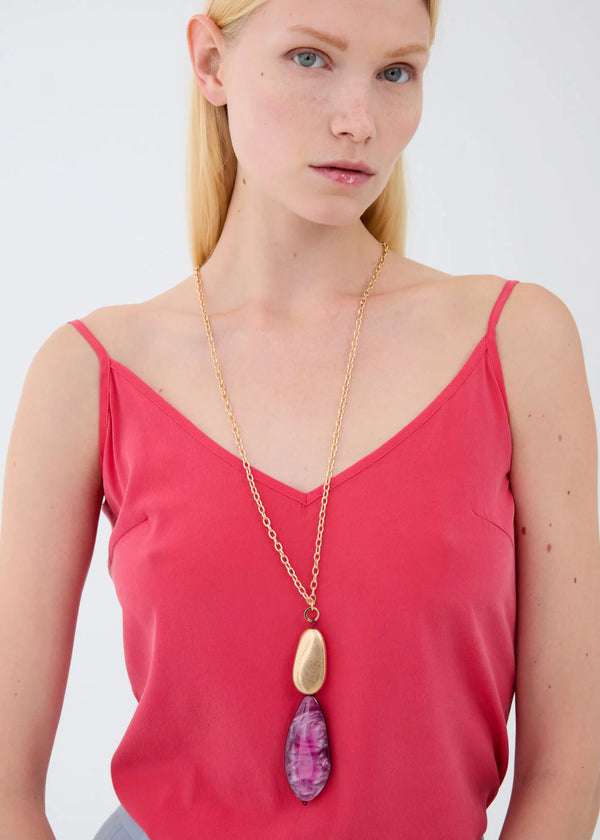 COLLANA OCEAN DOPPIO PENDENTE ORO/ROSA NALÍ