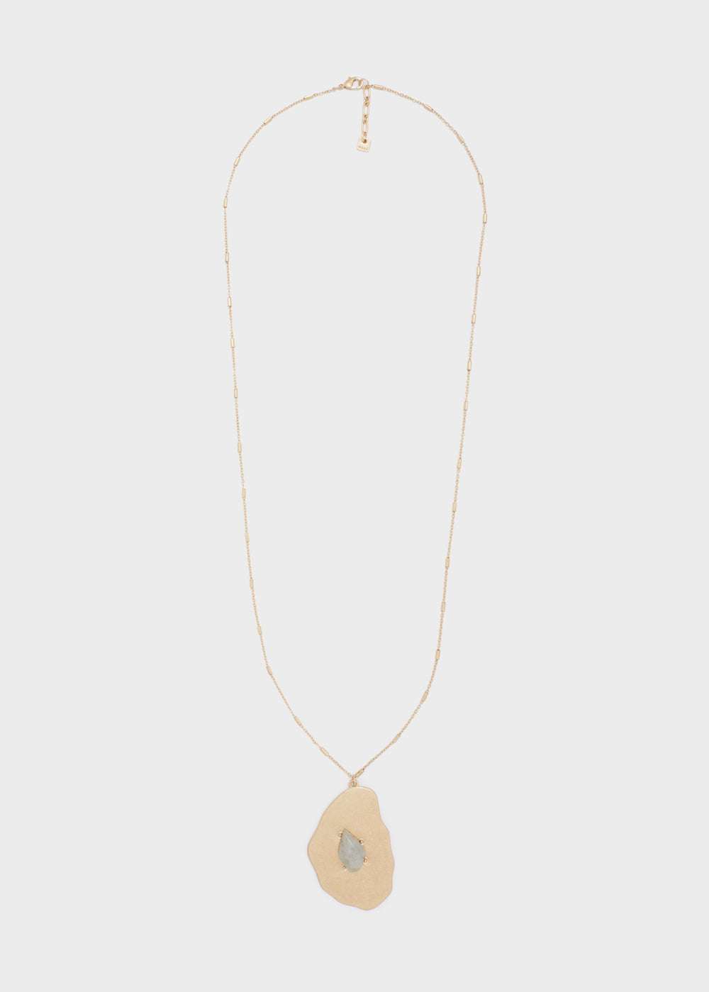 COLLANA LUNGA ORO+PENDENTE E PIETRA GRIGIA NALÌ