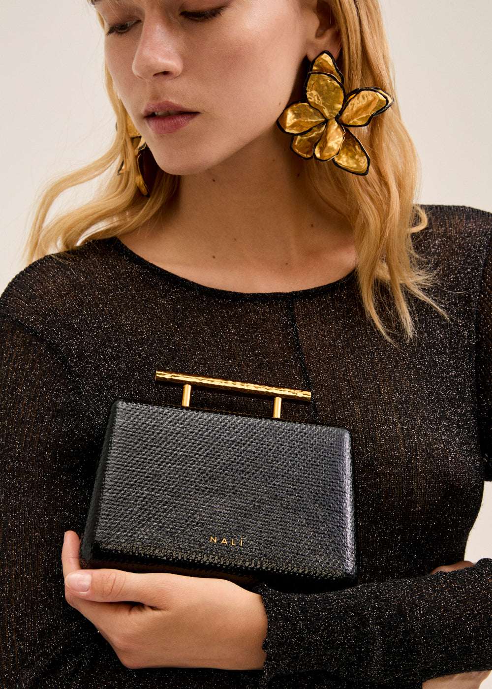 CLUTCH IVY STAMPATA NERO NALÌ