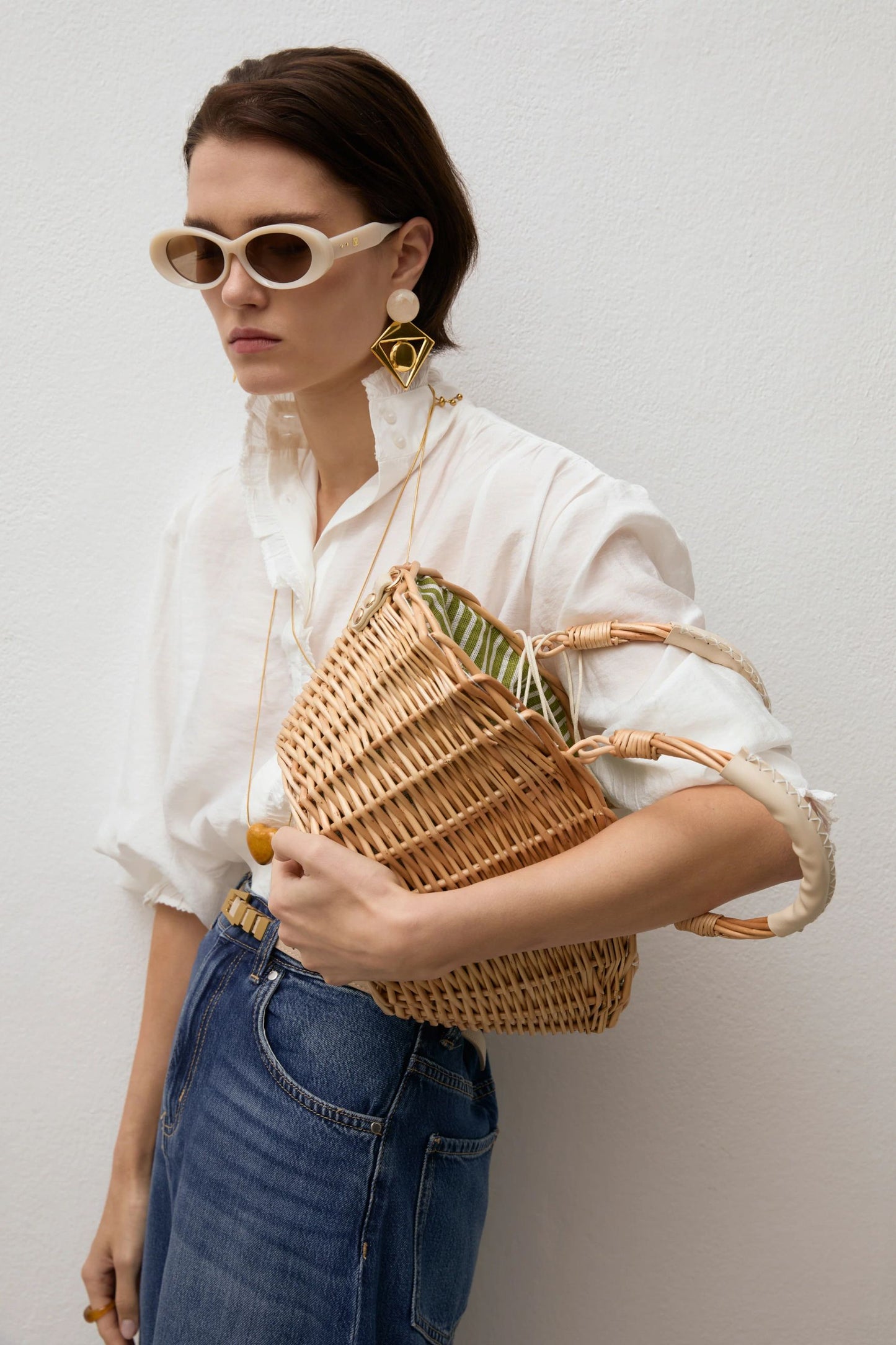 BORSA PANAREA CESTA INTRECCIATA BEIGE NALÌ