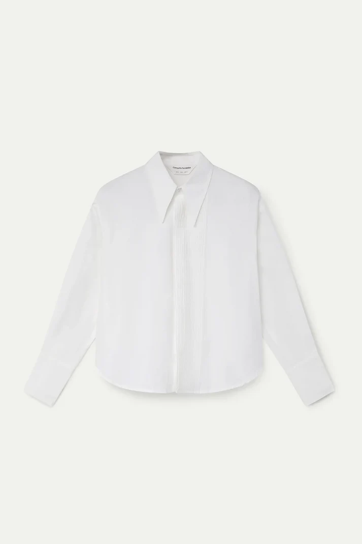 CAMICIA BIANCA 100% COTONE CON DETTAGLIO PIEGHE 64C/11162 COMPANIA FANTASTICA