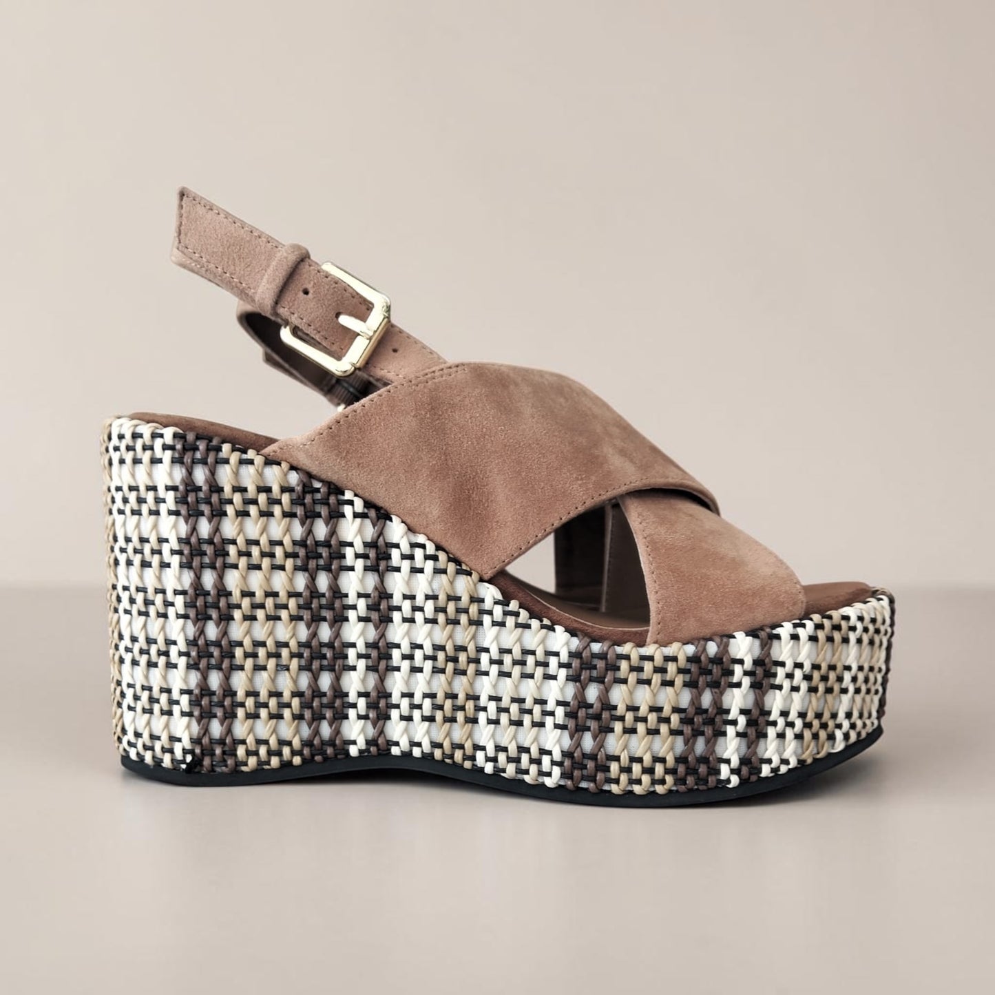 Sandalo Zeppa Scamosciato Camel MARC ELLIS