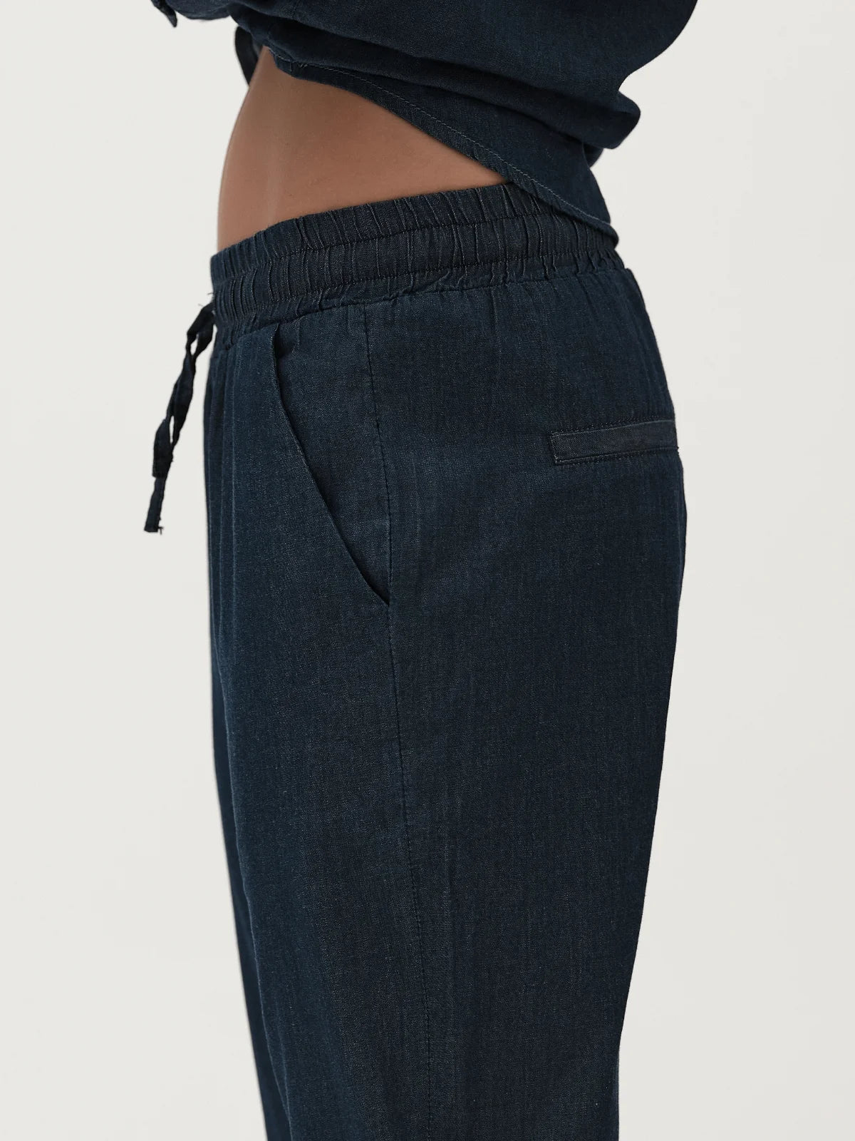 PANTALONE IN CHAMBRAY CON COULISSE WHITE WISE