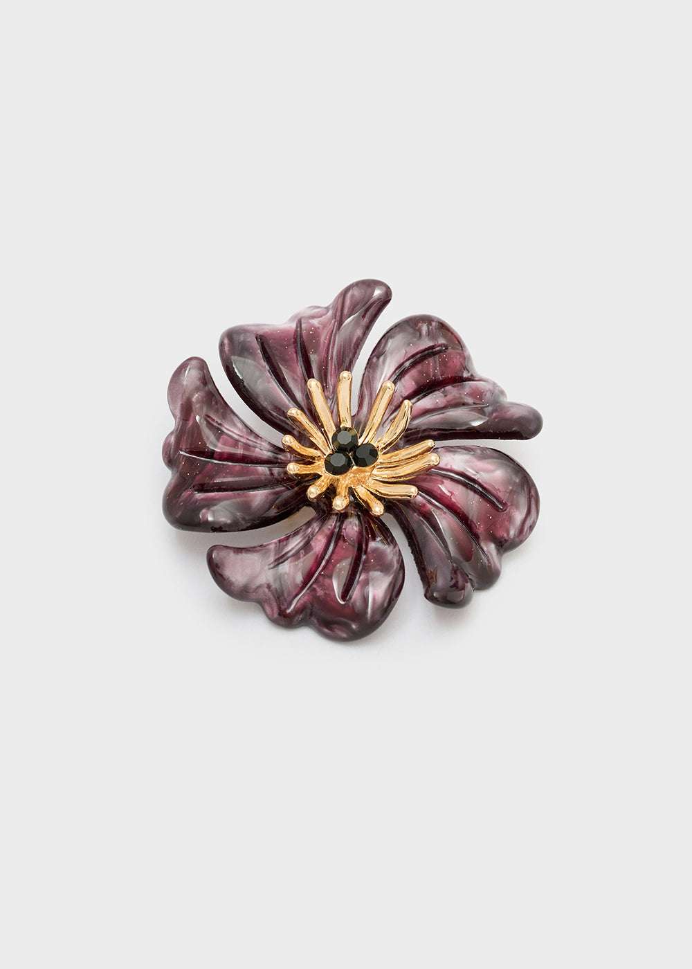 SPILLA FLOWER CON PIETRE RESINA VIOLA NALÍ