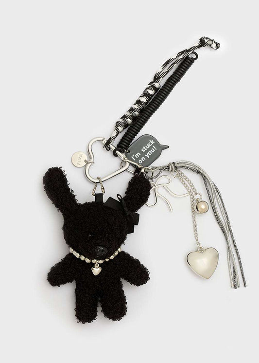 PORTACHIAVI/CHARM TEDDY E CUORI NERO NALÌ