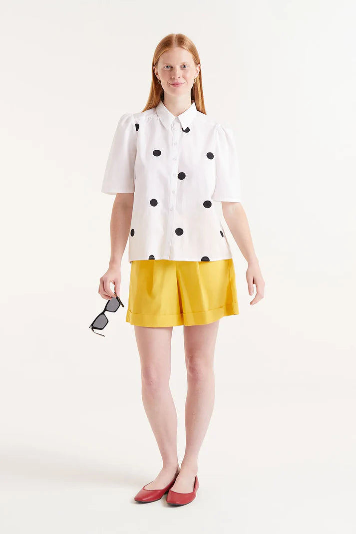 CAMICIA MANICA CORTA FANTASIA POIS NERI COMPANIA FANTASTICA