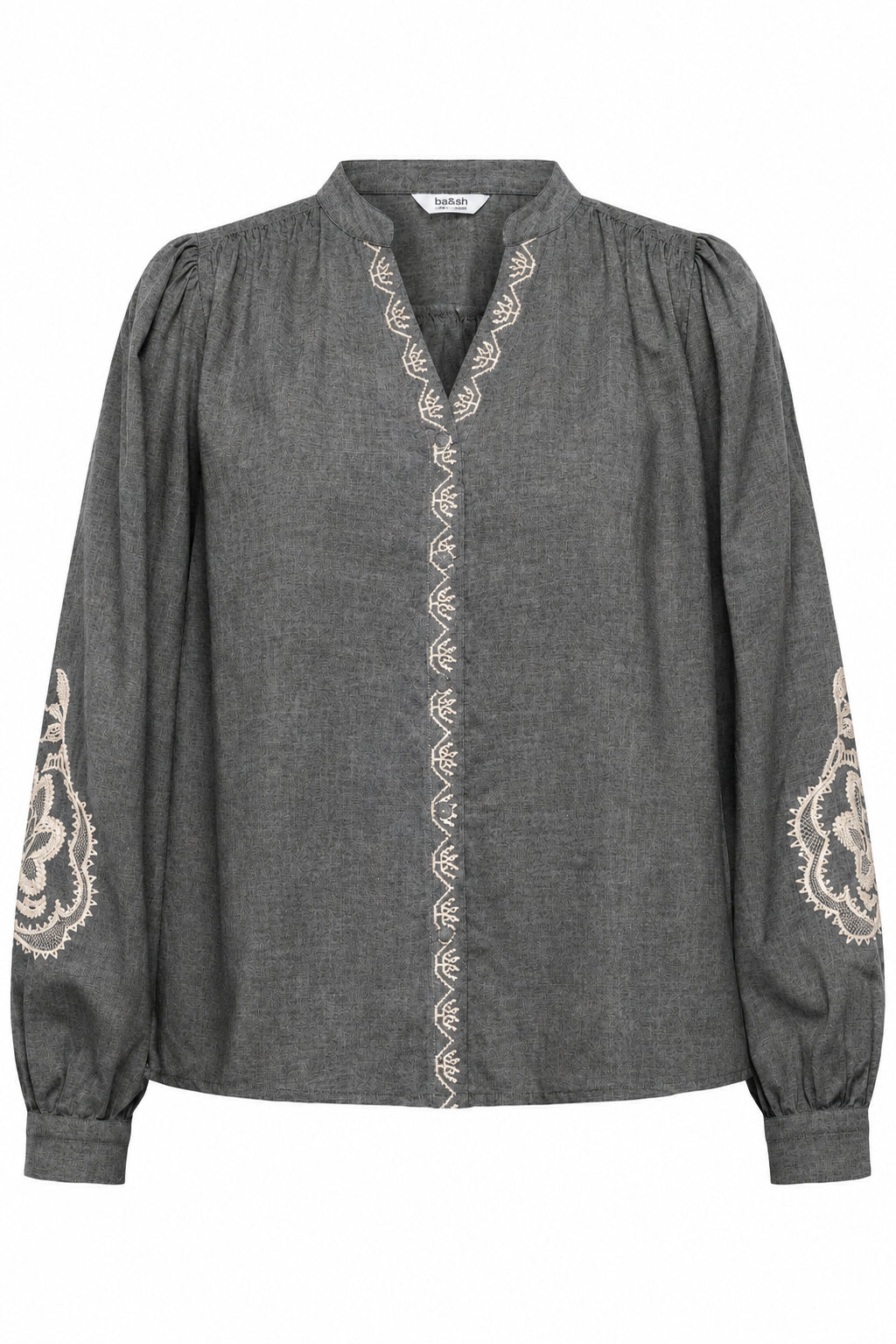 CAMICIA RICAMO MID GREY MELANGE BYFIMIO B.YOUNG