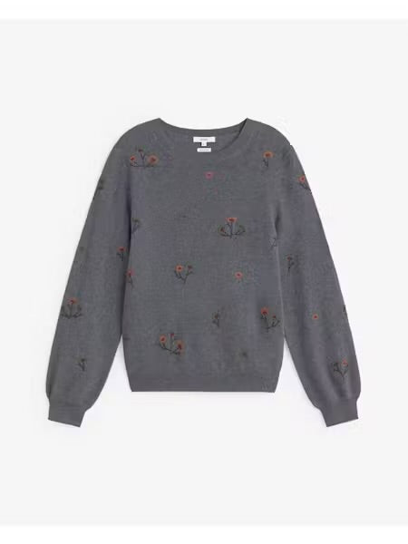 MAGLIONE CON RICAMO FLOREALE GREY YERSE