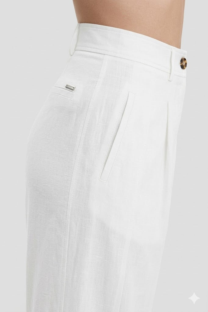 PANTALONI IN MISTOLINO CON BOTTONE ORLO WHITE WISE