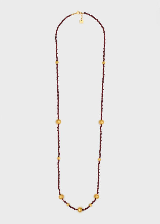 COLLANA LEA PERLINE E SFERE ORO\BORDEAUX NALÍ
