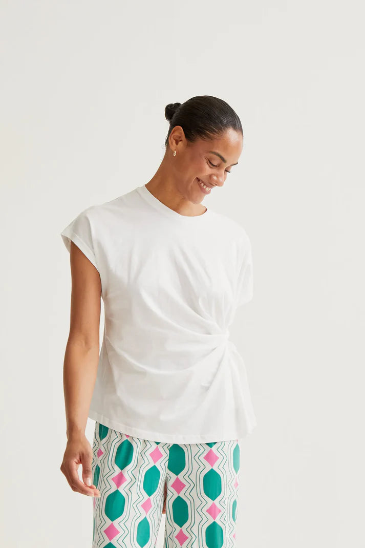 T-SHIRT BIANCA CON NODO LATERALE COMPANIA FANTASTICA