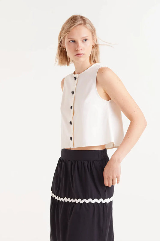 TOP BIANCO BOTTONI NERI COMPANIA FANTASTICA
