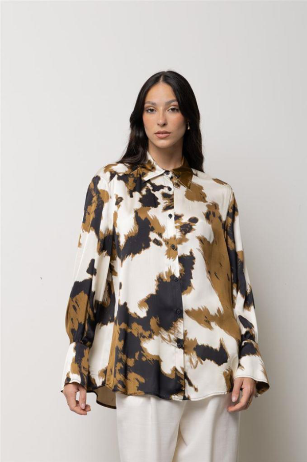 Camicia Oversize con Stampa "Brush Stroke" – Kaos Jeans