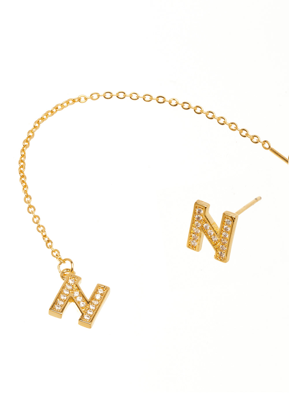 ORECCHINI LETTERA N IN ZIRCONI NALÌ