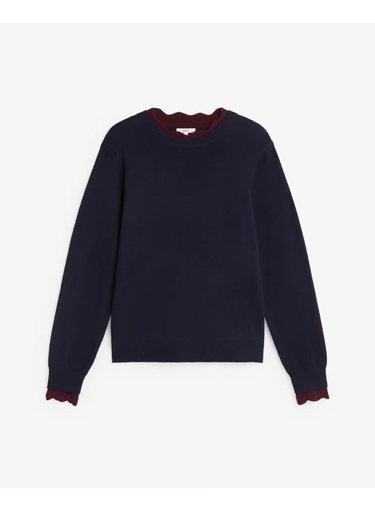 MAGLIONE GIROCOLLO BLU NAVY CON DETTAGLI A CONTRASTO GRANATA 45513-255 YERSE
