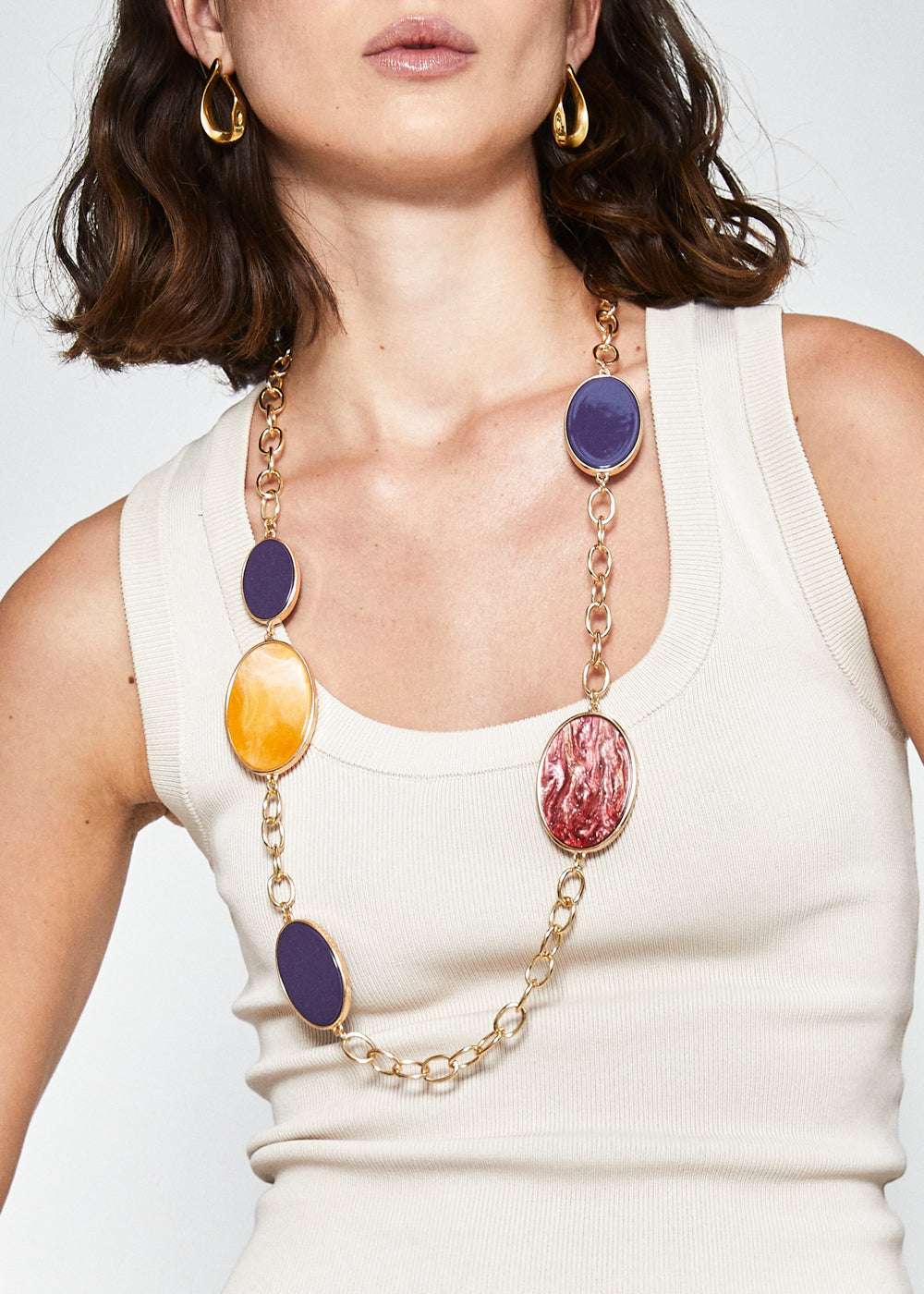 COLLANA DOTTY LUNGA RESINA GIALLO/VIOLA NALÌ