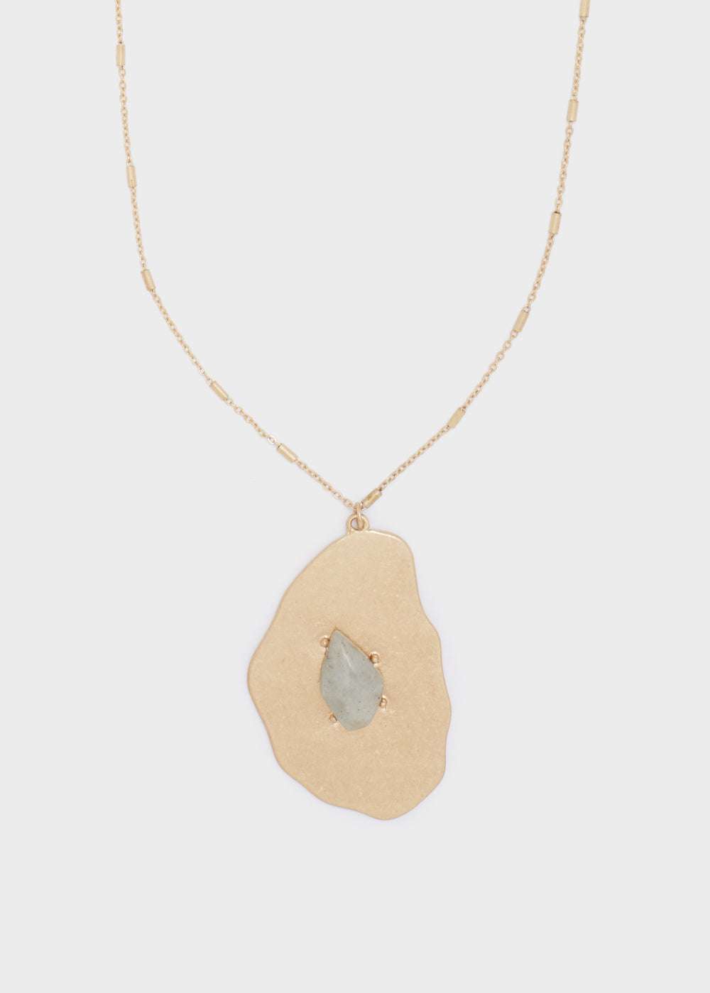 COLLANA LUNGA ORO+PENDENTE E PIETRA GRIGIA NALÌ
