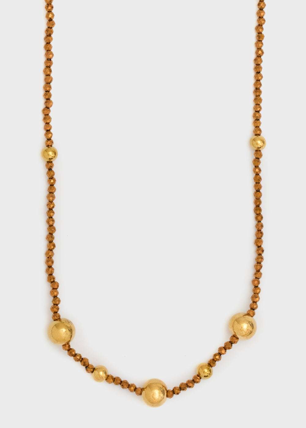 COLLANA LEA PERLINE E SFERE ORO\MARRONE NALÍ