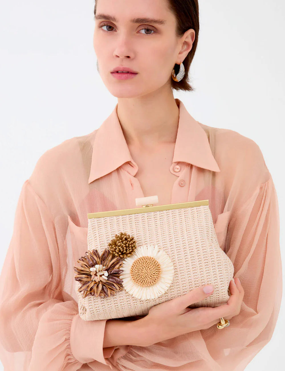 POCHETTE MARBELLA IN PAGLIA+FIORI BEIGE NALÌ