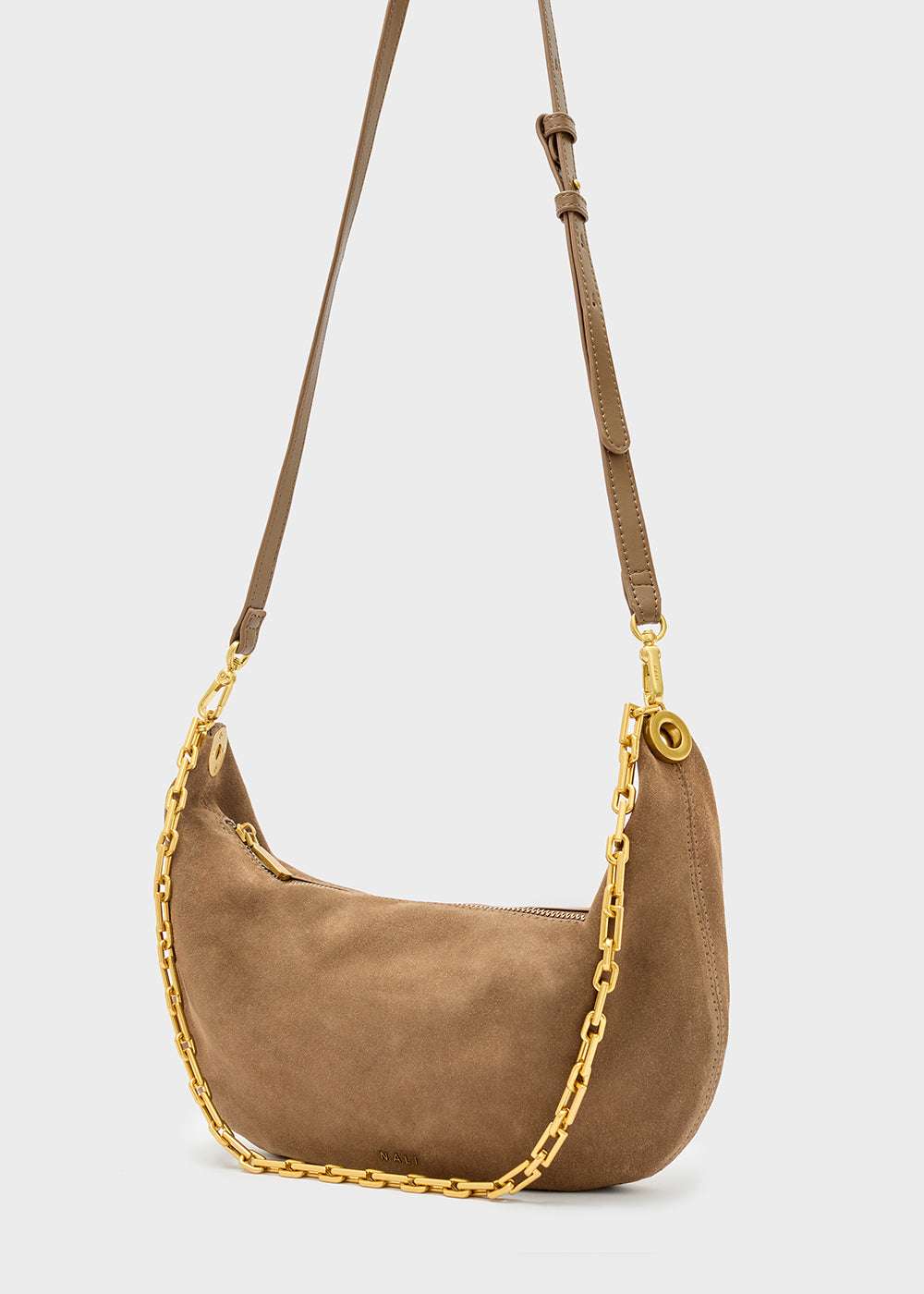 BORSA HAILEY A SPALLA VERO SUEDE FANGO NALÌ