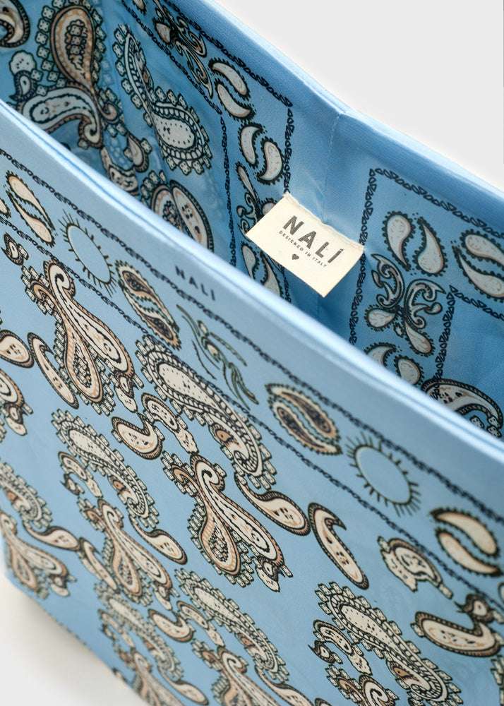 BORSA PEONY BANDANA STAMPA PAISLEY CELESTE NALÌ