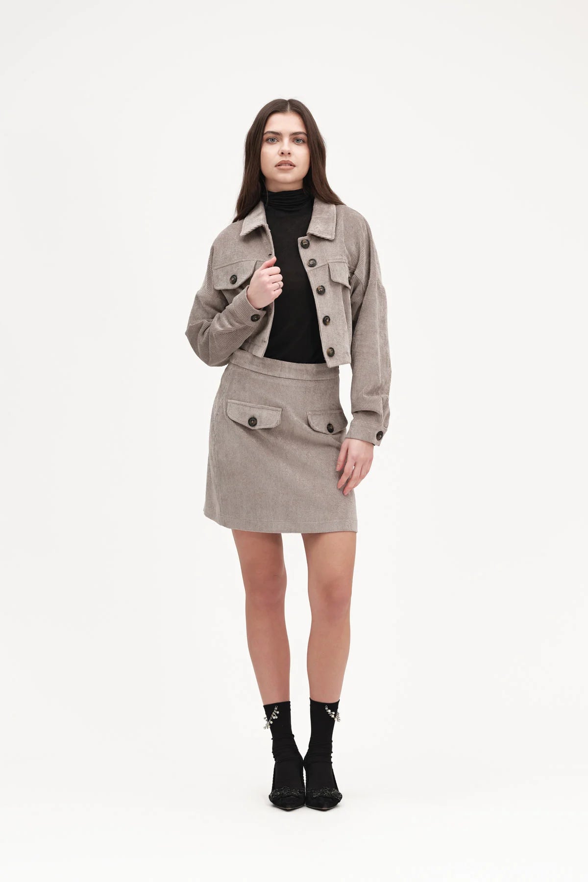 MINIGONNA VELLUTO A COSTE WHITE WISE