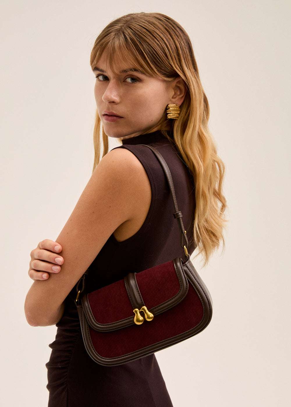 BORSA BOBBY A SPALLA VELLUTO BORDEAUX NALÌ