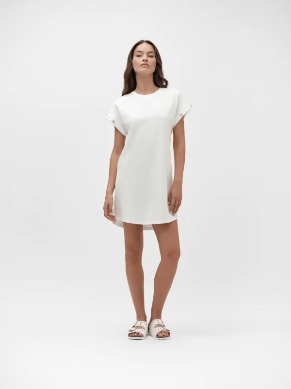 ABITO T-SHIRT CON BOTTONI ORO WHITE WISE
