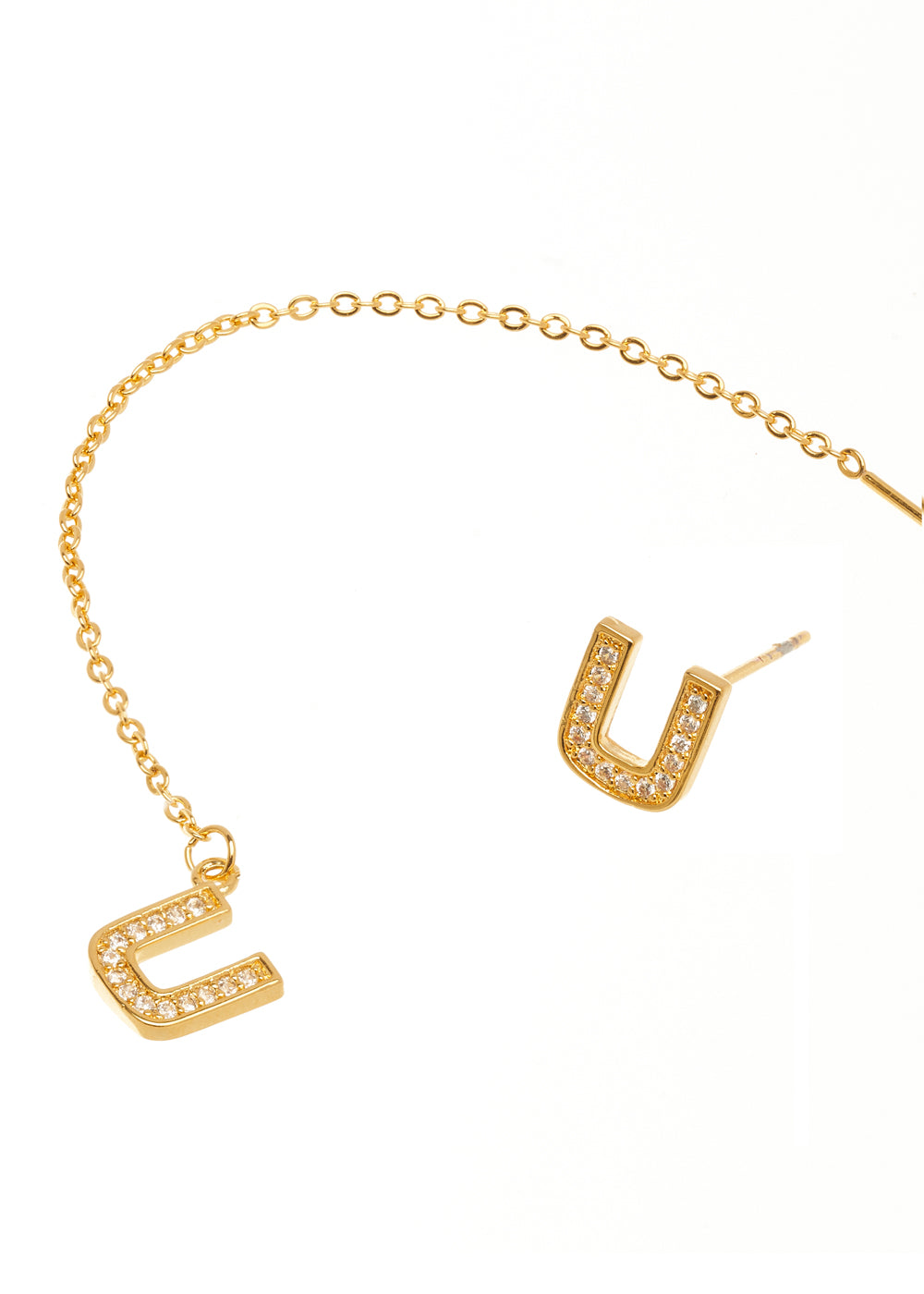 ORECCHINI LETTERA U IN ZIRCONI NALÌ