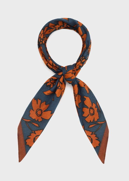 FOULARD AMPIO FIORI ARANCIO/BLU NALÍ