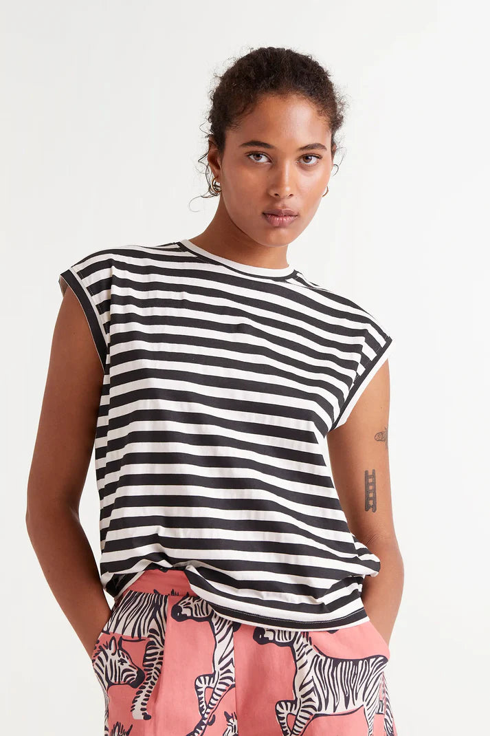 T-SHIRT RIGHE BIANCA NERA COMPANIA FANTASTICA