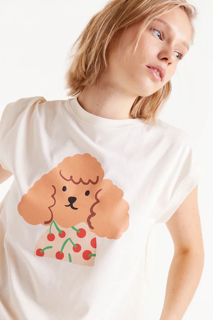 T-SHIRT CON STAMPA CANI CIGLIEGIA COMPANIA FANTASTICA