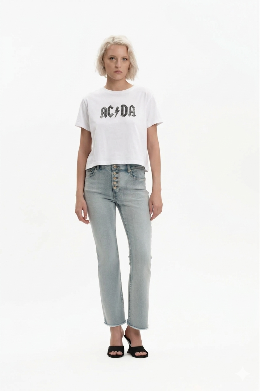 T-SHIRT CROP TOP SCRITTA ACIDA WHITE WISE