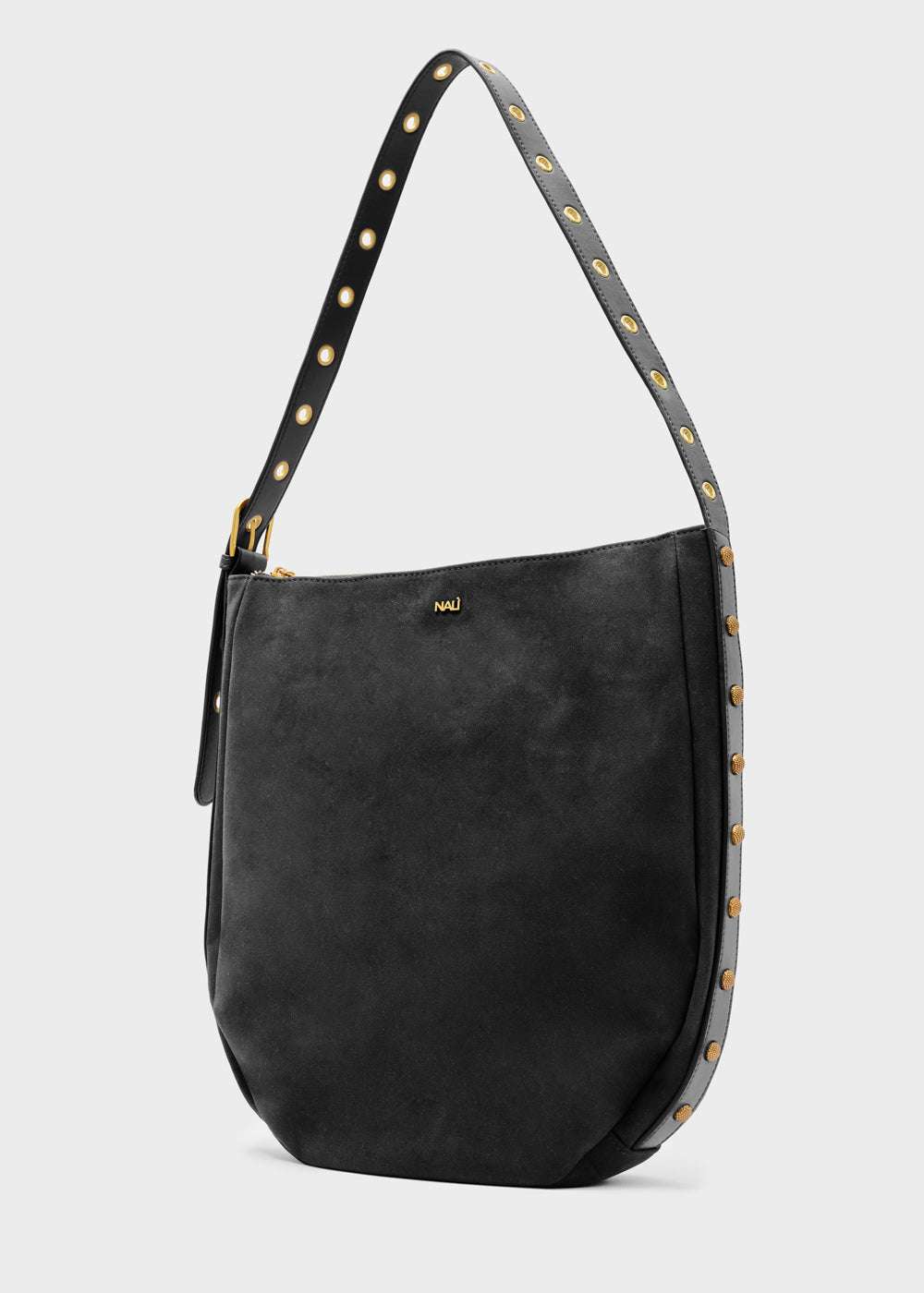 BORSA JOANNE A SPALLA CON BORCHIE NERO NALÌ