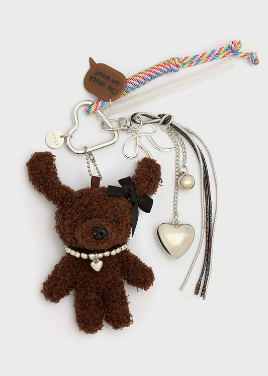 PORTACHIAVI/CHARM TEDDY E CUORI MARRONE NALÌ