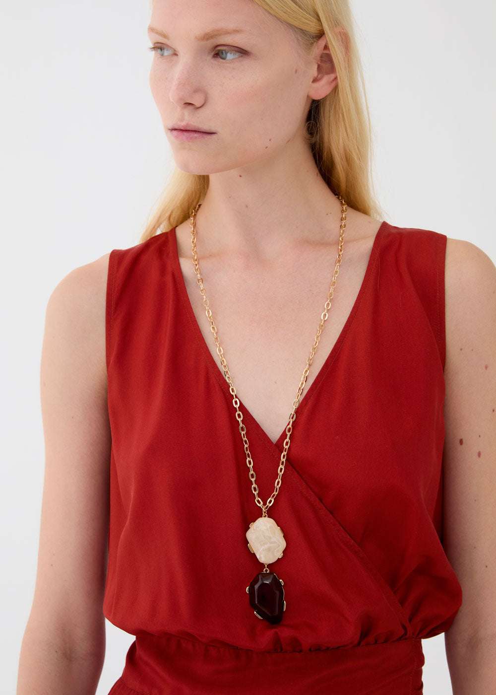 COLLANA MAIA PENDENTI ORO/MARRONE NALÍ