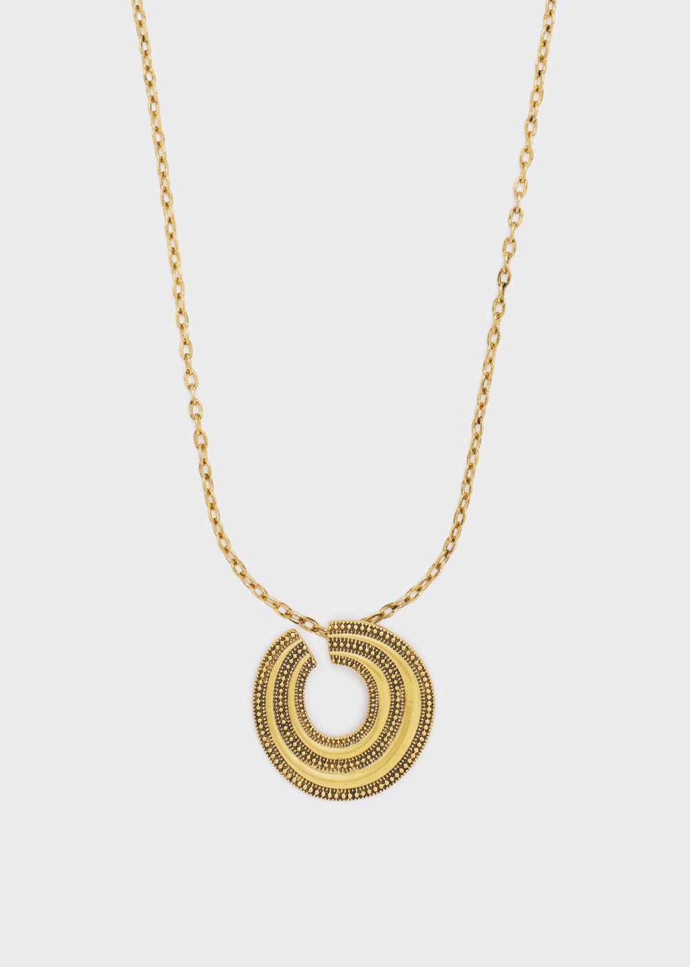 COLLANA LUNGA CIONDOLO TONDO ORO ANTICATO NALÌ