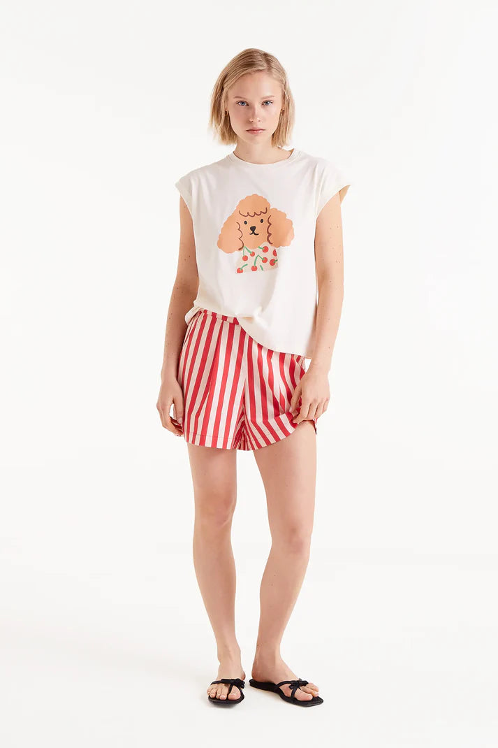 T-SHIRT CON STAMPA CANI CIGLIEGIA COMPANIA FANTASTICA